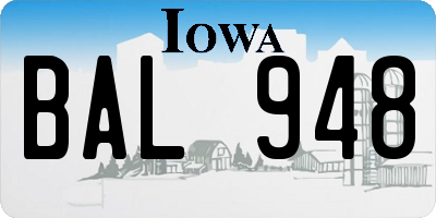 IA license plate BAL948