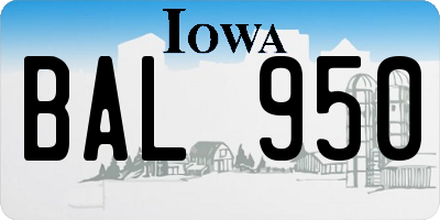 IA license plate BAL950