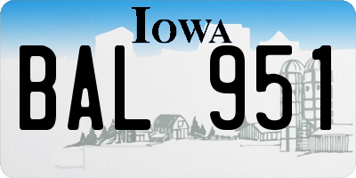 IA license plate BAL951