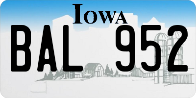 IA license plate BAL952