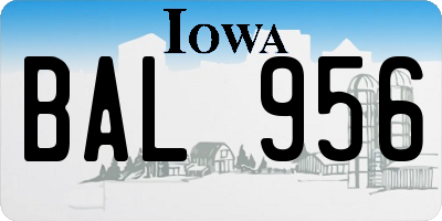 IA license plate BAL956