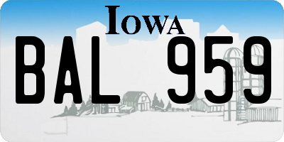 IA license plate BAL959