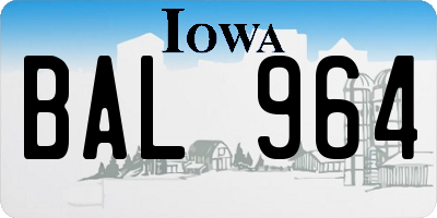 IA license plate BAL964