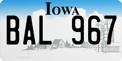 IA license plate BAL967