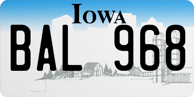 IA license plate BAL968