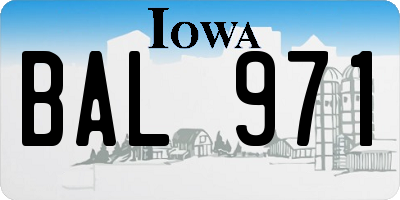 IA license plate BAL971