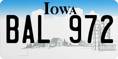 IA license plate BAL972