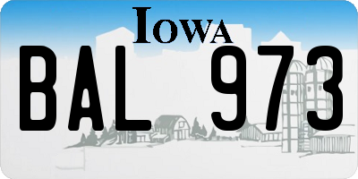 IA license plate BAL973