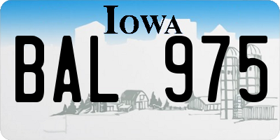 IA license plate BAL975