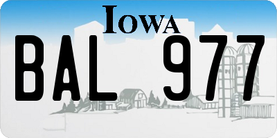 IA license plate BAL977