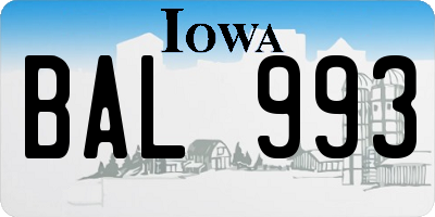 IA license plate BAL993