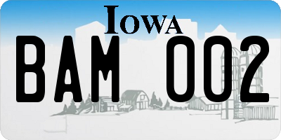 IA license plate BAM002