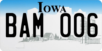IA license plate BAM006
