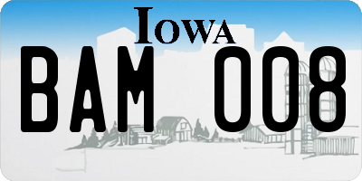 IA license plate BAM008