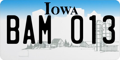 IA license plate BAM013