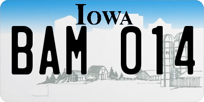 IA license plate BAM014