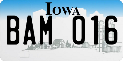IA license plate BAM016