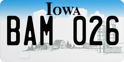 IA license plate BAM026