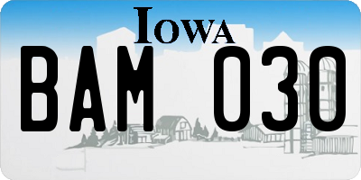 IA license plate BAM030