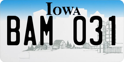 IA license plate BAM031