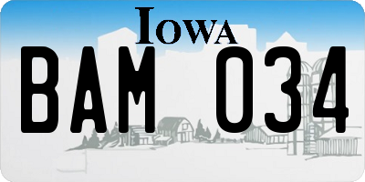 IA license plate BAM034