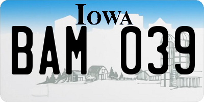 IA license plate BAM039