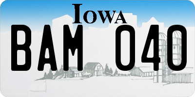 IA license plate BAM040
