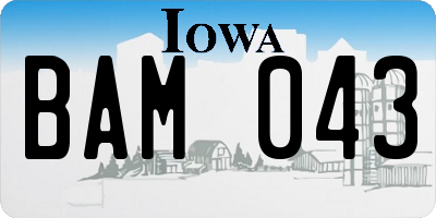 IA license plate BAM043
