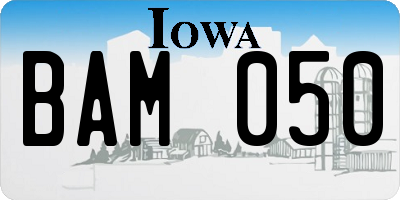 IA license plate BAM050