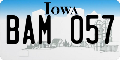IA license plate BAM057