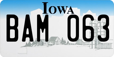 IA license plate BAM063