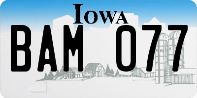 IA license plate BAM077