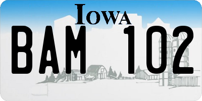 IA license plate BAM102