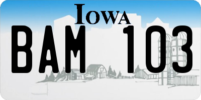 IA license plate BAM103