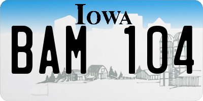 IA license plate BAM104