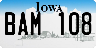 IA license plate BAM108