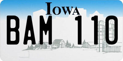 IA license plate BAM110
