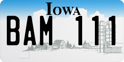 IA license plate BAM111