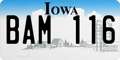 IA license plate BAM116