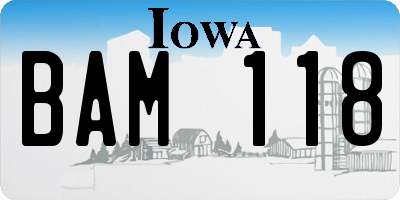 IA license plate BAM118