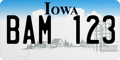 IA license plate BAM123