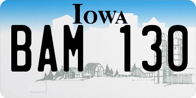 IA license plate BAM130