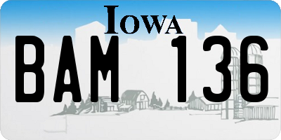 IA license plate BAM136