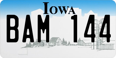 IA license plate BAM144