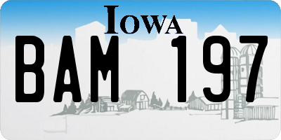 IA license plate BAM197