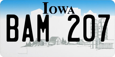 IA license plate BAM207