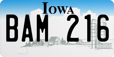 IA license plate BAM216
