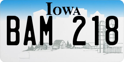 IA license plate BAM218
