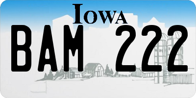IA license plate BAM222