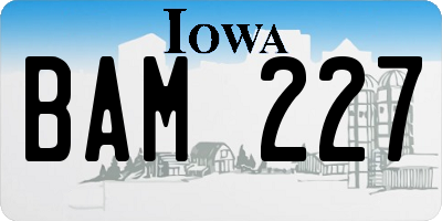 IA license plate BAM227